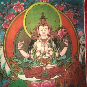 Traditional Tibetan Tonka scroll wall hanging